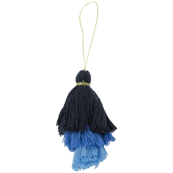 TEXTILE BEADS - TASSEL COTTON - THREE-LAYER - 8cm BLUE (DARK)-BLUE-BLUE 42 - PACKAGE 20pcs.