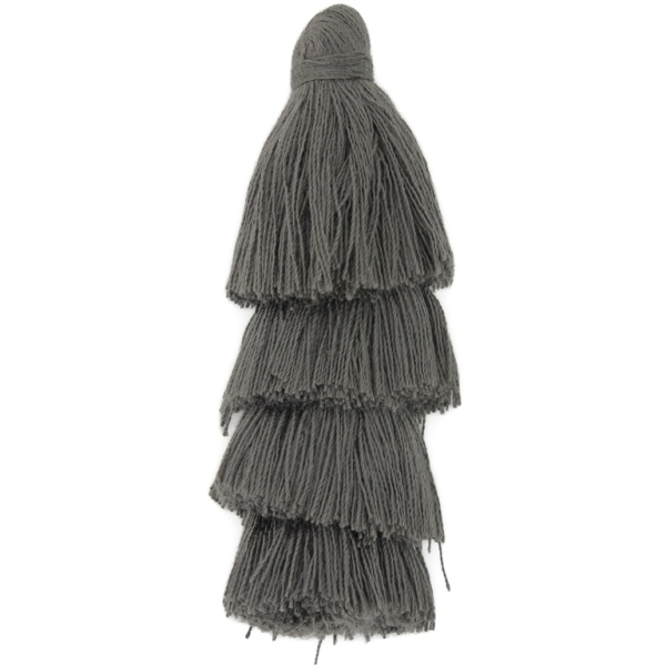 TEXTILE BEADS - TASSEL COTTON - FOUR-LAYER - 8cm GRAY (DARK) 71 - PACKAGE 10pcs.