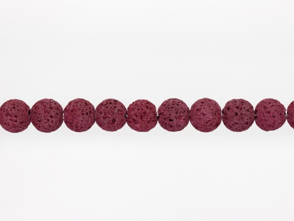 NATURAL STONE BEADS - LAVA STONE BORDEAUX - 12mm - STRING (32pcs.) Hole-1.2mm