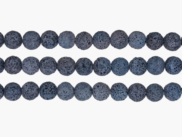 NATURAL STONE BEADS - LAVA STONE BLUE 02 - 10mm - PACKAGE (3x38pcs.) Hole-1.2mm