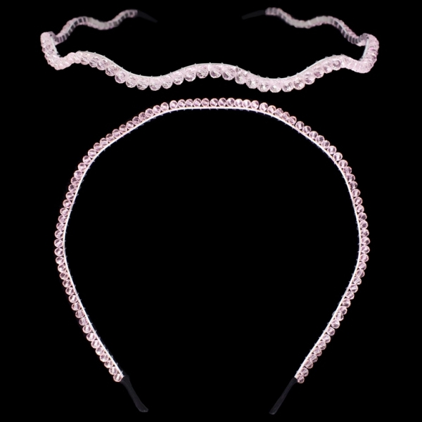 JEWELRY - ACCESSORY FOR HAIR - TIARA WITH CRYSTALS D024 - METAL AND GLASS - PINK - 1pc.