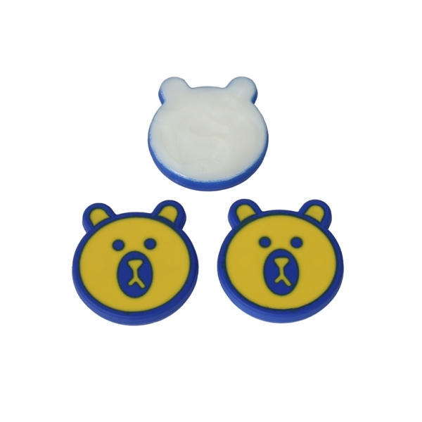 PLASTIC BEADS - RESIN - FOR GLUING - BEAR  25 - 21x22x4mm BLUE AND YELLOW - PACKAGE 50pcs.