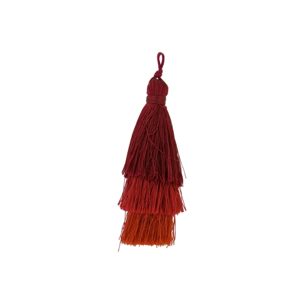 TEXTILE BEADS - TASSEL POLYESTER - THREE-LAYER - 7cm BORDEAUX-BORDEAUX (LIGHT)-RED 101 - PACKAGE 20pcs.