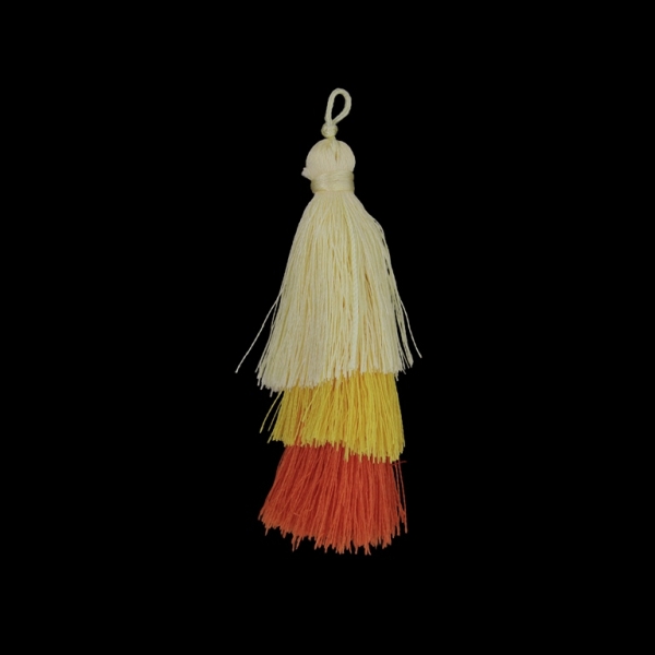 TEXTILE BEADS - TASSEL POLYESTER - THREE-LAYER - 7cm YELLOW (LIGHT)-YELLOW (DARK)-ORANGE 98 - PACKAGE 20pcs.