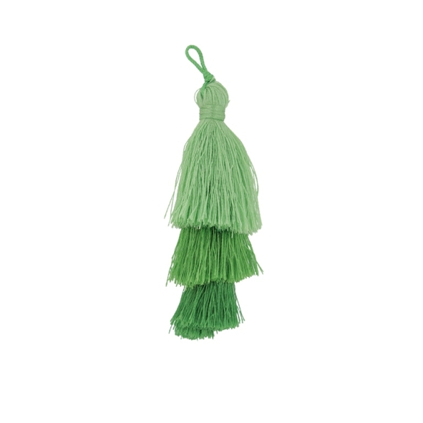 TEXTILE BEADS - TASSEL POLYESTER - THREE-LAYER - 7cm GREEN (LIGHT)-GREEN-GREEN GRASSY 84 - PACKAGE 20pcs.