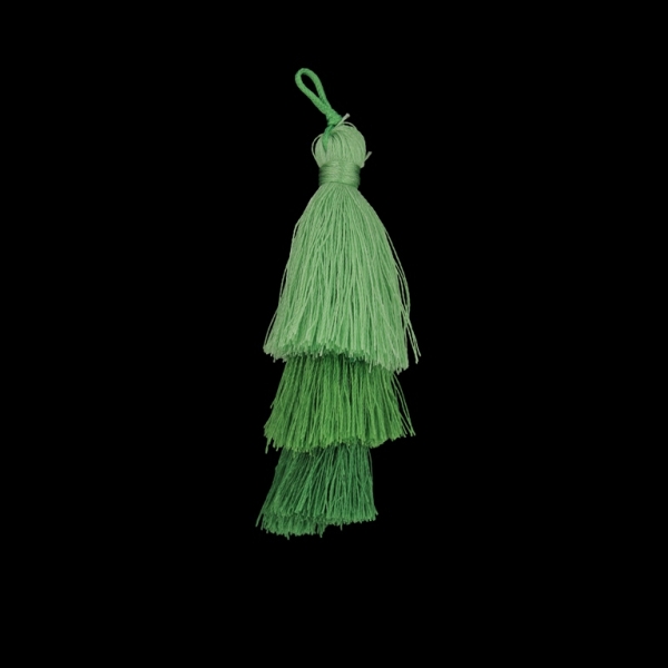 TEXTILE BEADS - TASSEL POLYESTER - THREE-LAYER - 7cm GREEN (LIGHT)-GREEN-GREEN GRASSY 84 - PACKAGE 20pcs.