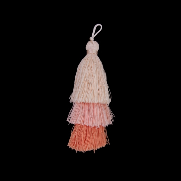 TEXTILE BEADS - TASSEL POLYESTER - THREE-LAYER - 7cm PEACH-PINK (LIGHT)-CORAL (LIGHT) 89 - PACKAGE 20pcs.