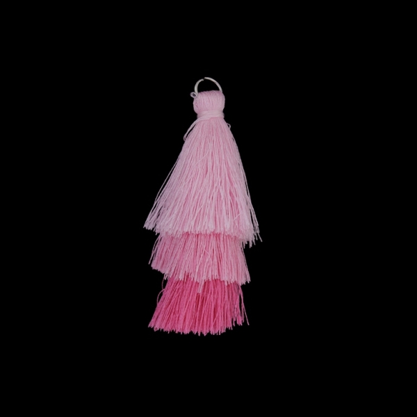 TEXTILE BEADS - TASSEL POLYESTER - THREE-LAYER - 7cm PINK (LIGHT)-PINK-PINK (DARK) 94 - PACKAGE 20pcs.