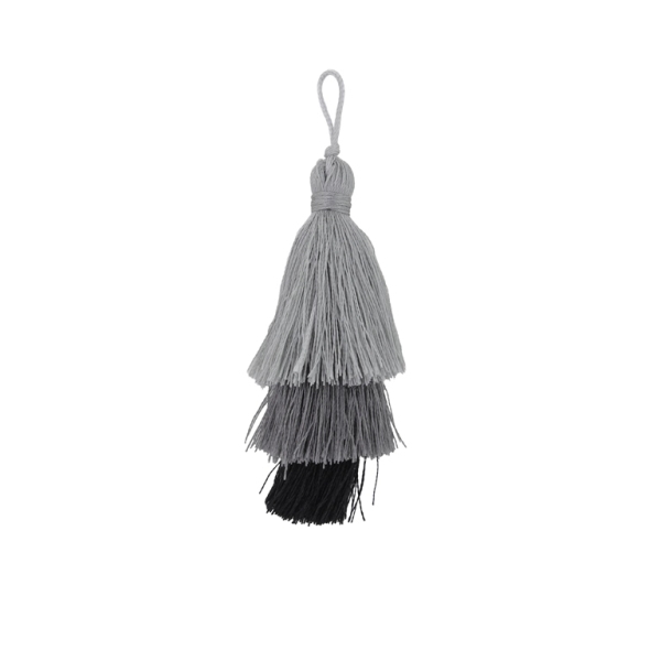 TEXTILE BEADS - TASSEL POLYESTER - THREE-LAYER - 7cm GRAY (LIGHT)-GRAY-BLACK 102 - PACKAGE 20pcs.