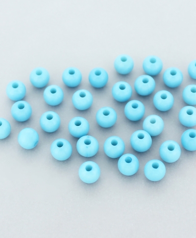 OPAQUE PLASTIC BEADS - BALL - 6mm BLUE (LIGHT) С29 - PACKAGE 500g Hole-1.8mm (4404pcs.)