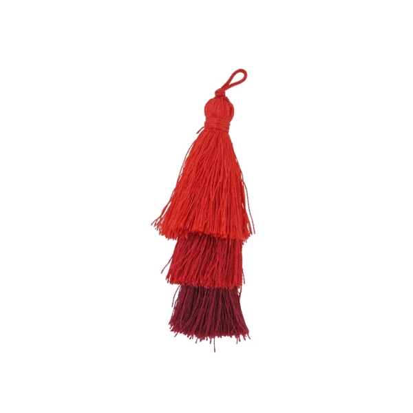 TEXTILE BEADS - TASSEL POLYESTER - THREE-LAYER - 7cm RED (LIGHT)-RED-BORDEAUX 100 - PACKAGE 20pcs.