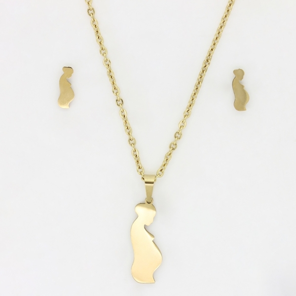 JEWELRY - SET - STAINLESS STEEL - MOTHER S43 - GOLD - 1 set