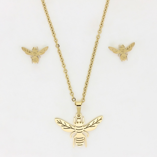 JEWELRY - SET - STAINLESS STEEL - BEE S45 - GOLD - 1 set