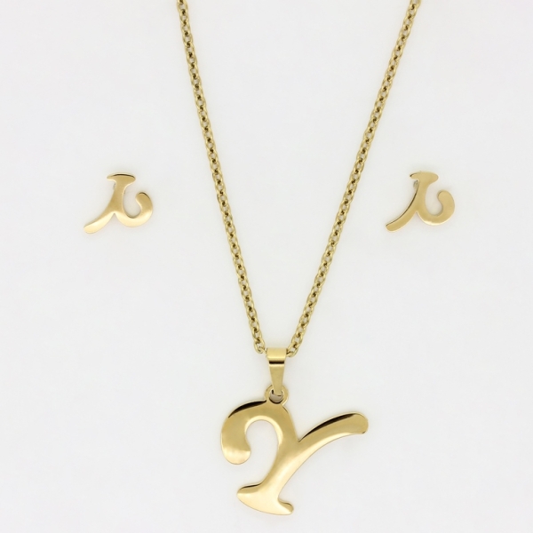 JEWELRY - SET - STAINLESS STEEL - LETTER У S40 - GOLD - 1 set