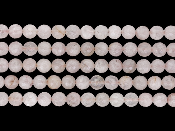 NATURAL STONE BEADS - QUARTZ PINK (LIGHT) FACETED - 8mm - PACKAGE (5x48pcs.) Hole-1.2mm