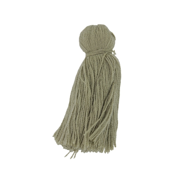 TEXTILE BEADS - TASSEL COTTON - 4.0cm GREEN MILITARY (LIGHT) 126 - 5pcs.