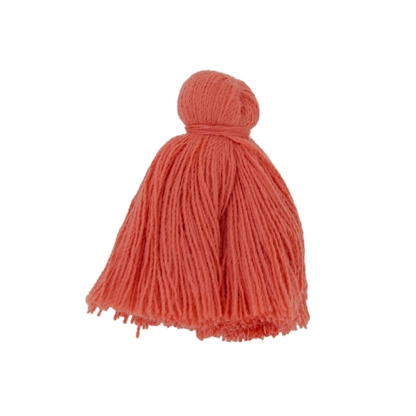 TEXTILE BEADS - TASSEL COTTON - 4.0cm CORAL ORANGE 143 - PACKAGE 50pcs.