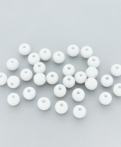 OPAQUE PLASTIC BEADS - BALL - 6mm WHITE С01 - PACKAGE 500g Hole-1.8mm (4490pcs.)