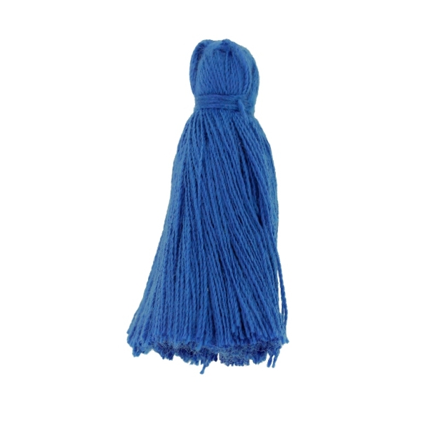 TEXTILE BEADS - TASSEL COTTON - 4.5cm BLUE 136 - PACKAGE 50pcs.