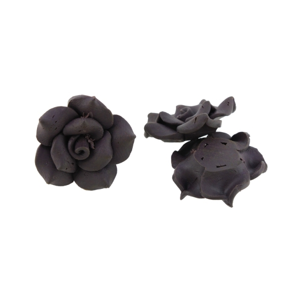 POLYMER CLAY FIMO BEADS - ROSE 01 MONOCHROME - 25x10mm BROWN (DARK) 15 - 10pcs. Hole-2.0mm