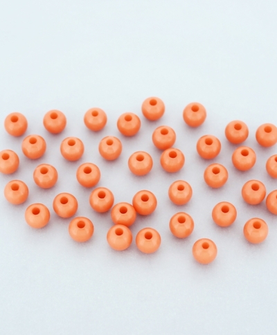 OPAQUE PLASTIC BEADS - BALL - 6mm CORAL ORANGE С09 - PACKAGE 500g Hole-1.8mm (4452pcs.)