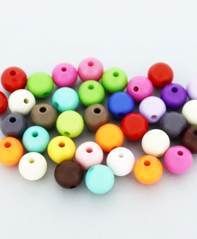 OPAQUE PLASTIC BEADS - BALL - 10mm MIX - PACKAGE 500g Hole-2.2mm (940pcs.)