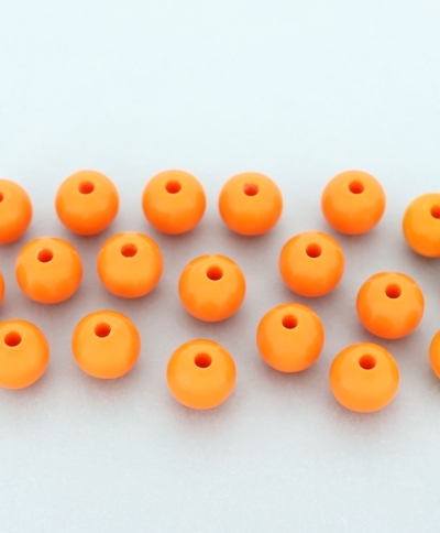 OPAQUE PLASTIC BEADS - BALL - 10mm ORANGE С21 - PACKAGE 500g Hole-2.2mm (914pcs.)