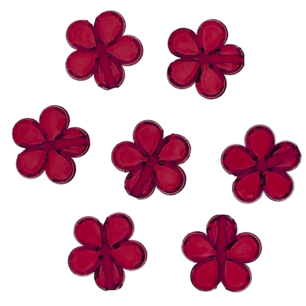 TRANSPARENT PLASTIC BEADS - FLOWER 03 FACETED - 13x3.5mm BORDEAUX V66 - 50g Hole-1.5mm (135pcs.)