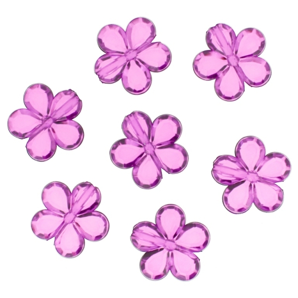 TRANSPARENT PLASTIC BEADS - FLOWER 03 FACETED - 20x5mm CYCLAMEN PURPLE (DARK) V48 - 50g Hole-2.0mm (50pcs.)