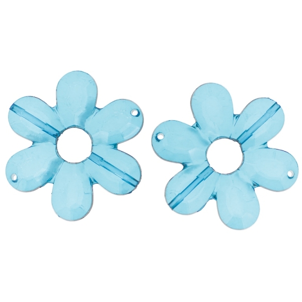 TRANSPARENT PLASTIC BEADS - FLOWER 04 FACETED - INNER HOLE 10.5mm - 45x6mm BLUE SKY (DARK) V40 - 50g Hole-2.0mm (8pcs.)