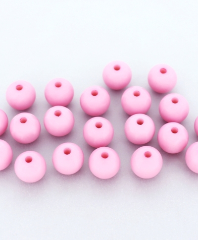 OPAQUE PLASTIC BEADS - BALL - 10mm PINK С02 - 50g Hole-2.2mm (92pcs.)