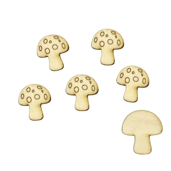 LASER CUT WOODEN FIGURES FOR GLUING - MUSHROOM 01 - 18x20mm NATURAL - 10pcs.