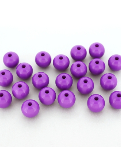 OPAQUE PLASTIC BEADS - BALL - 10mm PURPLE С13 - PACKAGE 500g Hole-2.2mm (918pcs.)