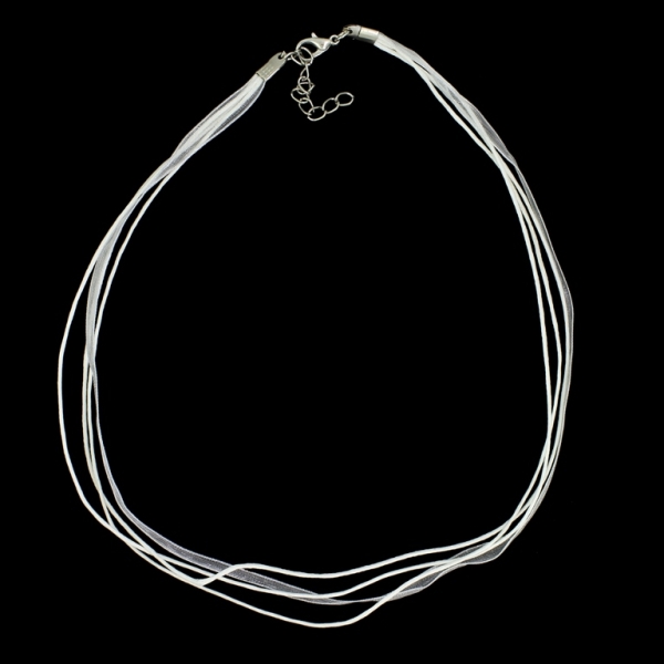 NECKLACE WITH CLASP - THREAD AND ORGANZA - NECKLACE - 43+4cm WHITE 101 - 1pc.