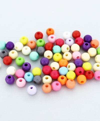 OPAQUE PLASTIC BEADS - BALL - 6mm MIX - PACKAGE 500g Hole-1.8mm (4450pcs.)