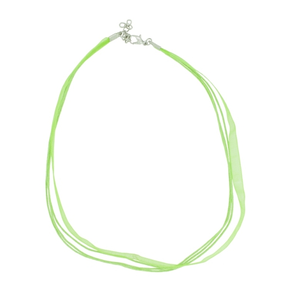 NECKLACE WITH CLASP - THREAD AND ORGANZA - NECKLACE - 43+4cm GREEN (LIGHT) 231 - 1pc.