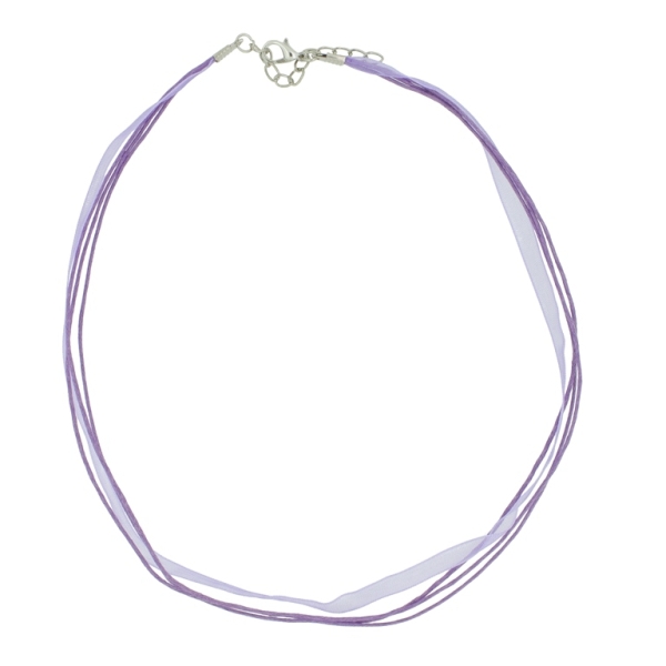 NECKLACE WITH CLASP - THREAD AND ORGANZA - NECKLACE - 43+4cm PURPLE (LIGHT) 166 - 1pc.