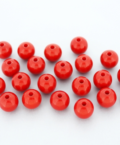 OPAQUE PLASTIC BEADS - BALL - 10mm RED С07 - PACKAGE 500g Hole-2.2mm (928pcs.)