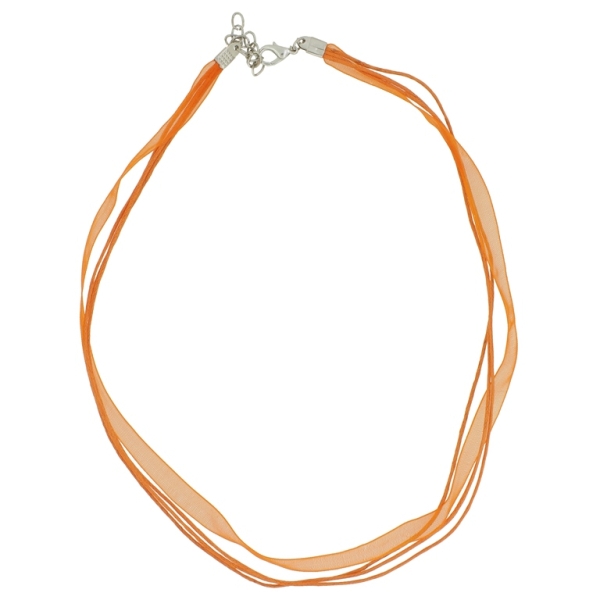 NECKLACE WITH CLASP - THREAD AND ORGANZA - NECKLACE - 43+4cm ORANGE 158 - 1pc.