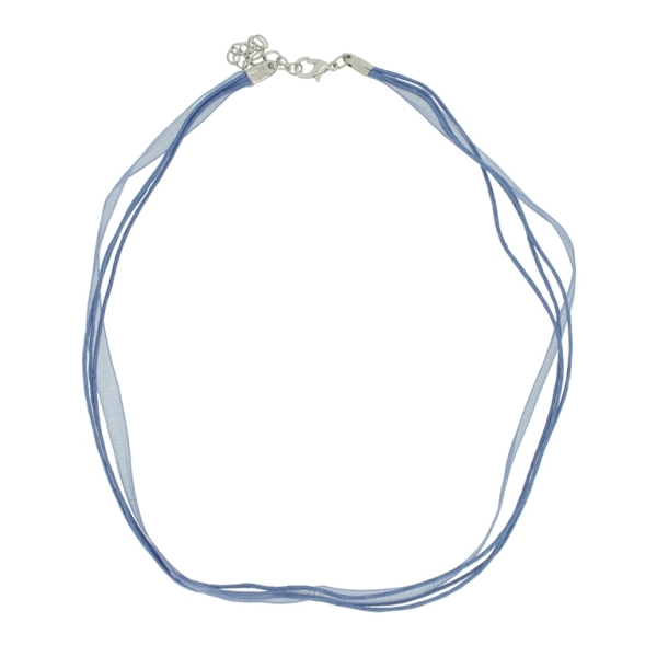 NECKLACE WITH CLASP - THREAD AND ORGANZA - NECKLACE - 43+4cm BLUE 213 - 1pc.