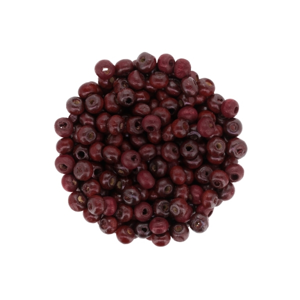 WOODEN BEADS - BALL SHAPED - 4x6mm BORDEAUX - PACKAGE 500g Hole-2.0mm (14 000pcs.)