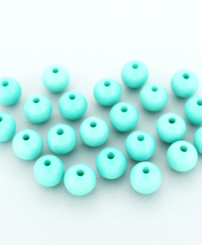 OPAQUE PLASTIC BEADS - BALL - 10mm TURQUOISE GREEN С25 - PACKAGE 500g Hole-2.2mm (917pcs.)