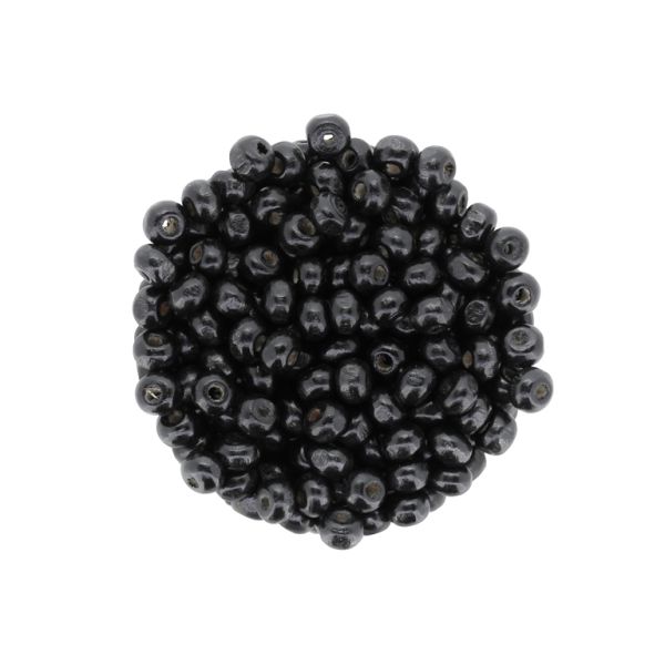 WOODEN BEADS - BALL SHAPED - 4x6mm BLACK 26 - PACKAGE 500g (14000pcs.) Hole-2.0mm