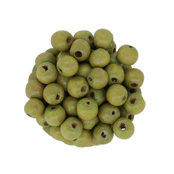 WOODEN BEADS - BALL SHAPED - 8x9mm GREEN (LIGHT) А25 - PACKAGE 500g (2230pcs.) Hole-2.0mm