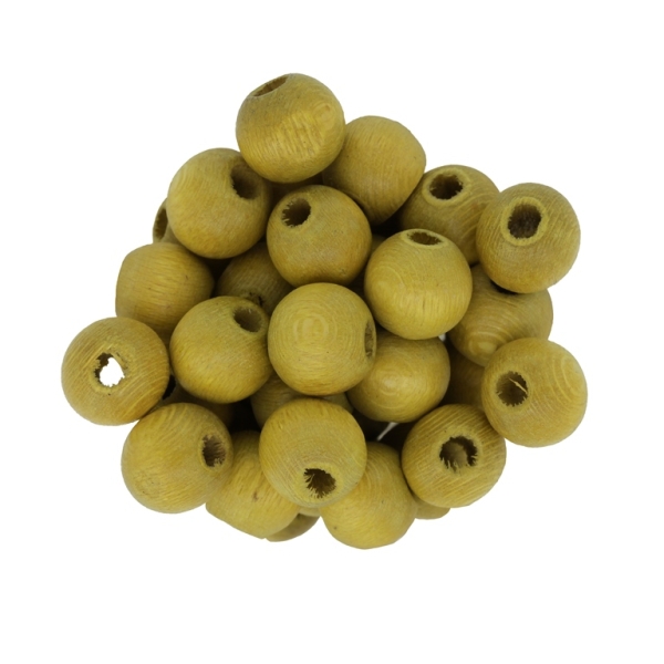 WOODEN BEADS - BALL SHAPED - 10x12mm YELLOW (MATTE) А09 - 50g (110pcs.) Hole-4.0mm