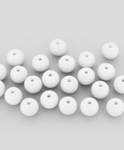 OPAQUE PLASTIC BEADS - BALL - 10mm WHITE С01 - PACKAGE 500g Hole-2.2mm (963pcs.)