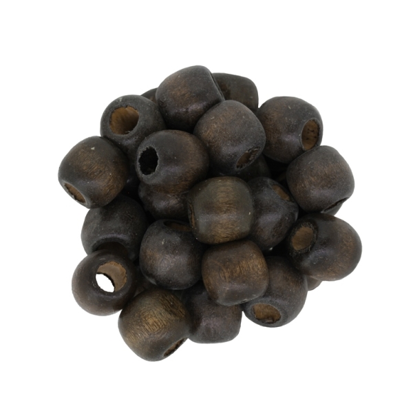 WOODEN BEADS - BALL SHAPED - 11x12mm BROWN (DARK) (MATTE) А29 - 50g (100pcs.) Hole-5.0mm