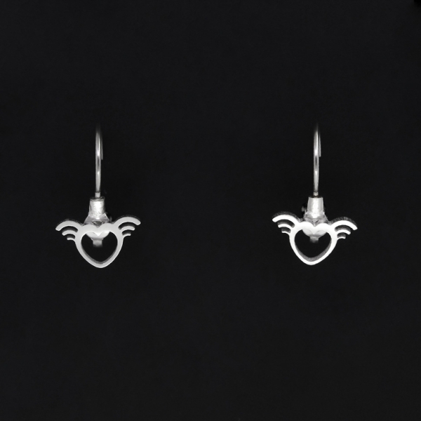 JEWELRY - EARRINGS - ENGLISH FASTENING - STAINLESS STEEL - HEART Е266 - 1.1x1.7cm NICKEL - 1 pair