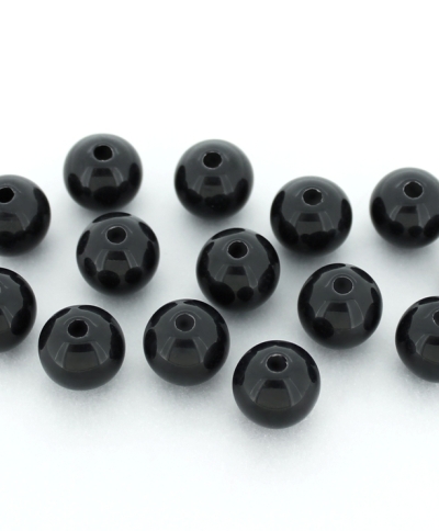 OPAQUE PLASTIC BEADS - BALL - 12mm BLACK С42 - PACKAGE 500g Hole-2.2mm (545pcs.)