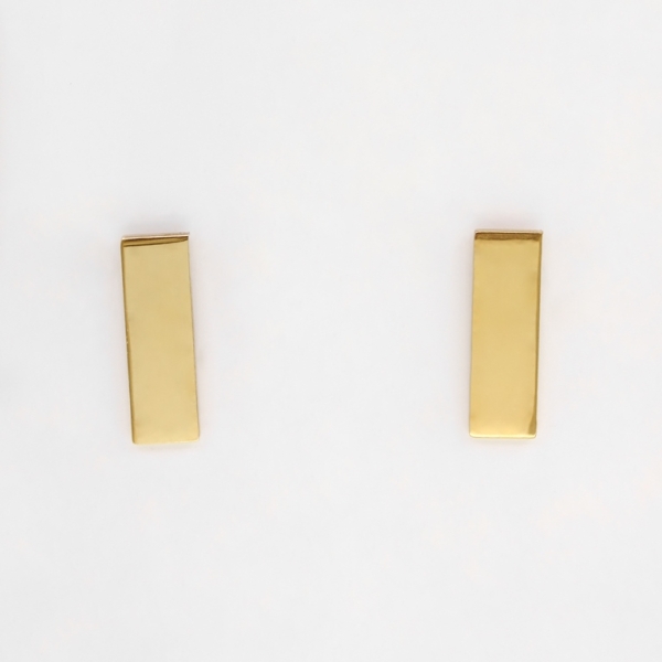 JEWELRY - EARRINGS - SCREW - STAINLESS STEEL - RECTANGLE Е273 - 0.5x1.8cm GOLD - 1 pair